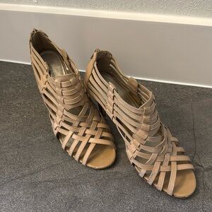 Antonio Melani high heel sandal.  Rear zipper , new tip on heel. Size 9 1/2M